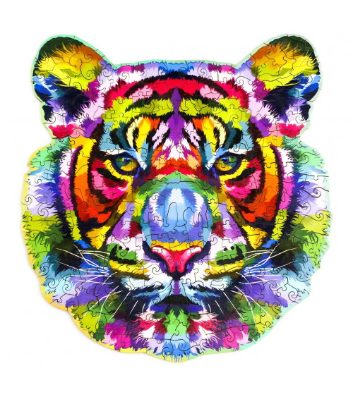 Drewniane Puzzle Kolorowy tygrys