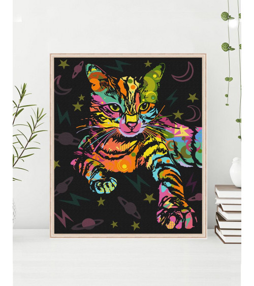 Malowanie po numerach Kolorowy kot