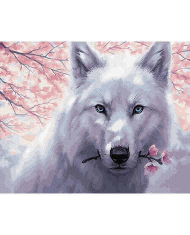Wilk z kwiatem