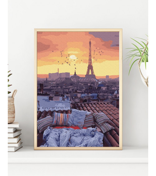Malowanie po numerach Zachód słońca w Paryżu