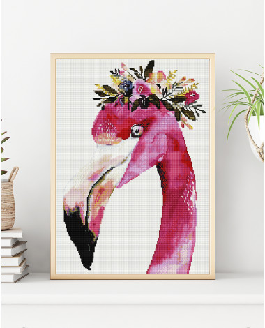 Mozaika diamentowa Portret flaminga