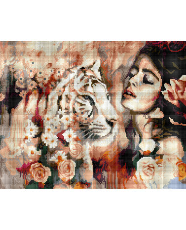 Mozaika diamentowa Jaśmin z tygrysem