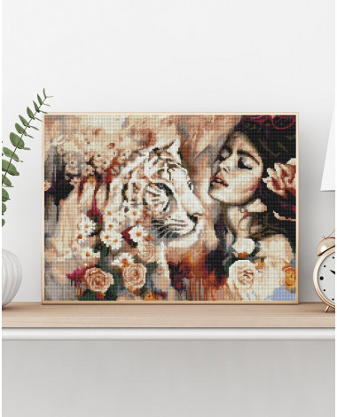 Mozaika diamentowa Jaśmin z tygrysem