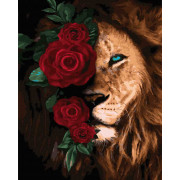 Lew z różami